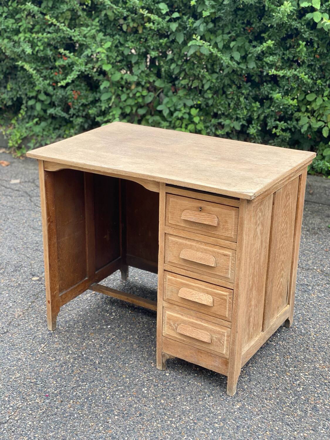 Renovated vintage American desk in raw wood