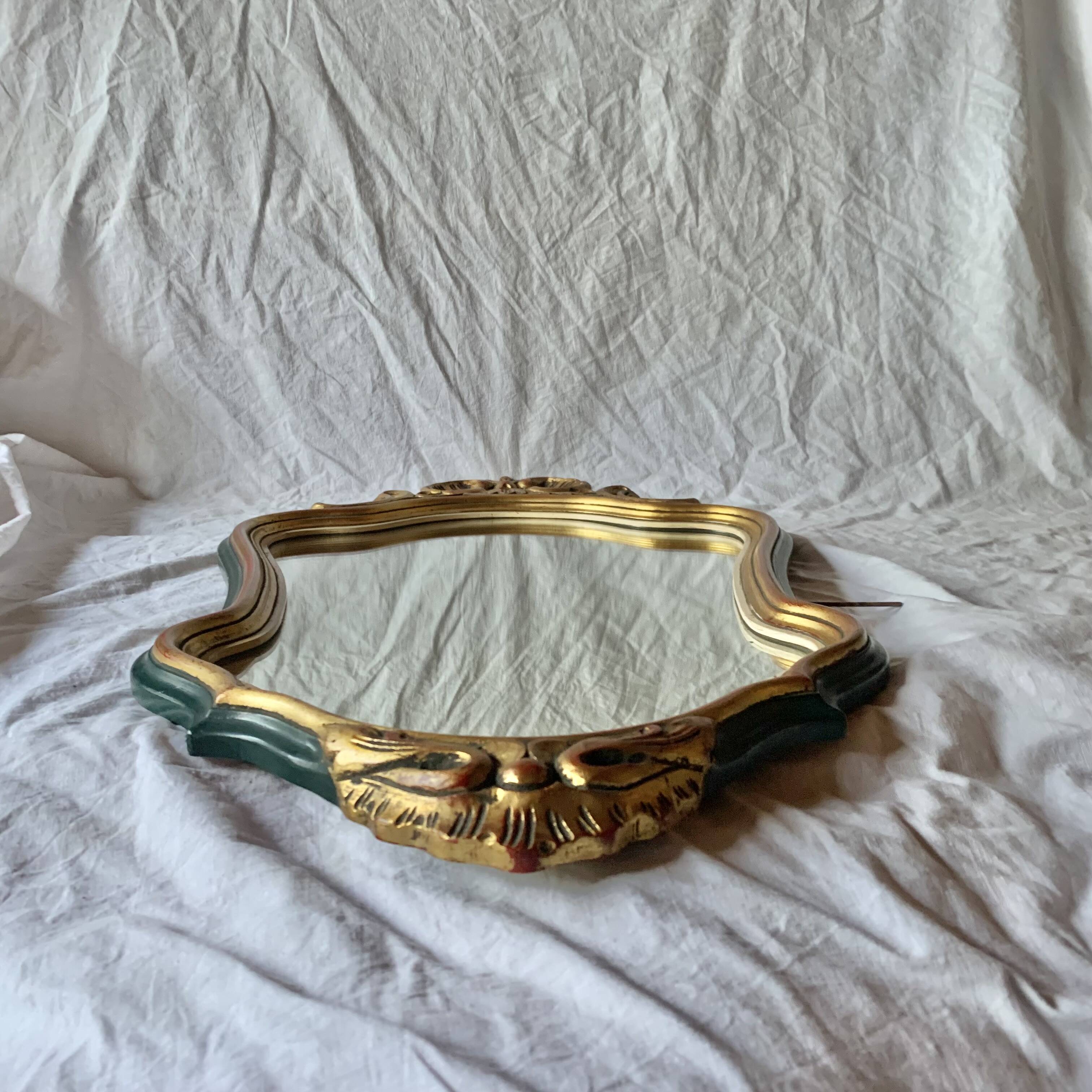 Antique carved gilded wooden mirror - 44 x 82 cm