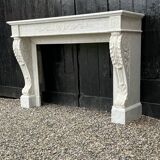 Louis XVI Fireplace In White Carrara Marble Circa 1880
