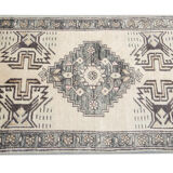 Turkish rug, handmade cream wool 54x116cm