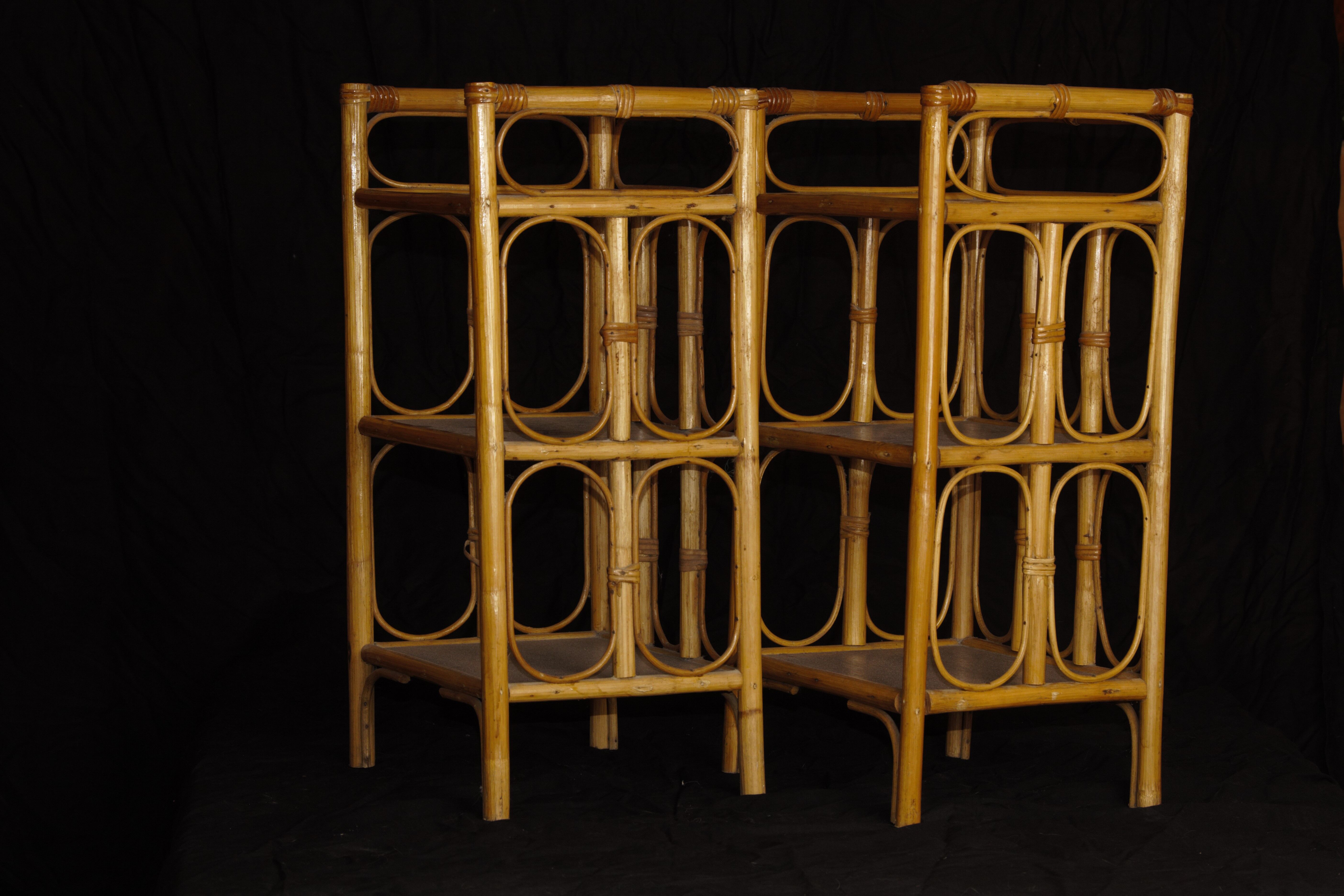 Pair of rattan bedside tables