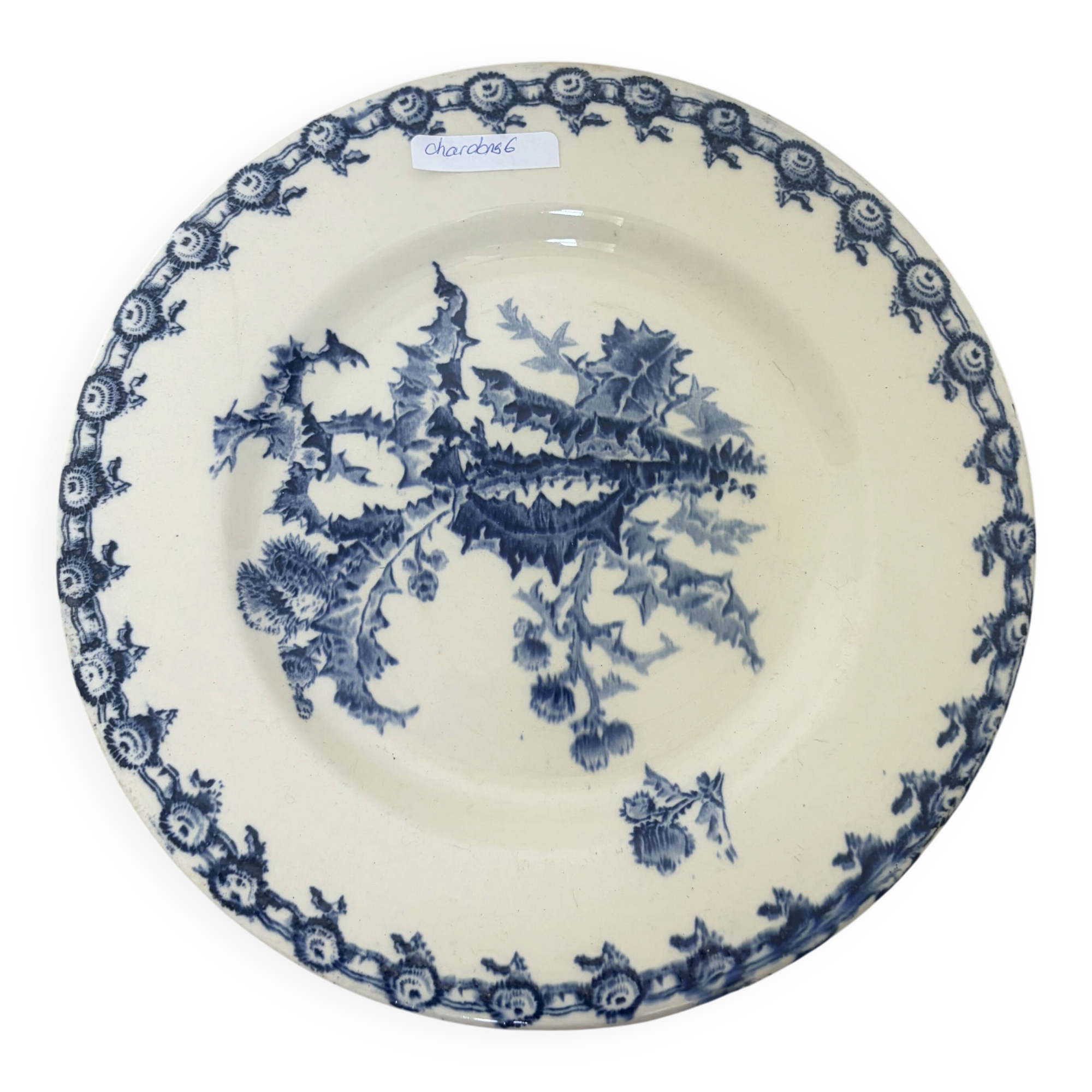 Compotier plat sur piédouche Gien Chardons 260606