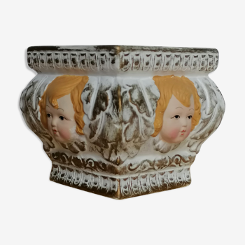 Cache-pot angelots putti en céramique peinte à la main