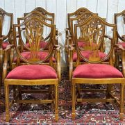 Set of 12 English Regency style beech armchairs from the 1970s.
