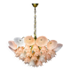 Bicolour 4-tier floral Murano glass chandelier, pink & white glass, Italy, 1970s