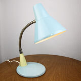 Adjustable Desk Lamp in Blue Painted Metal and Chrome-Plated Spiral Arm, 1970s