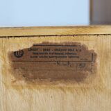 1940s night stand in walnut finish with glass top, Czechoslovakia