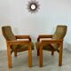 Set of 2 bridge armchairs from the 70s design Bruno Rey vintage solid beech