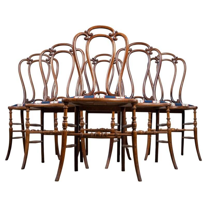 Art Nouveau Beech Café Chairs by W. Giessing, 1930s, Set of 6
