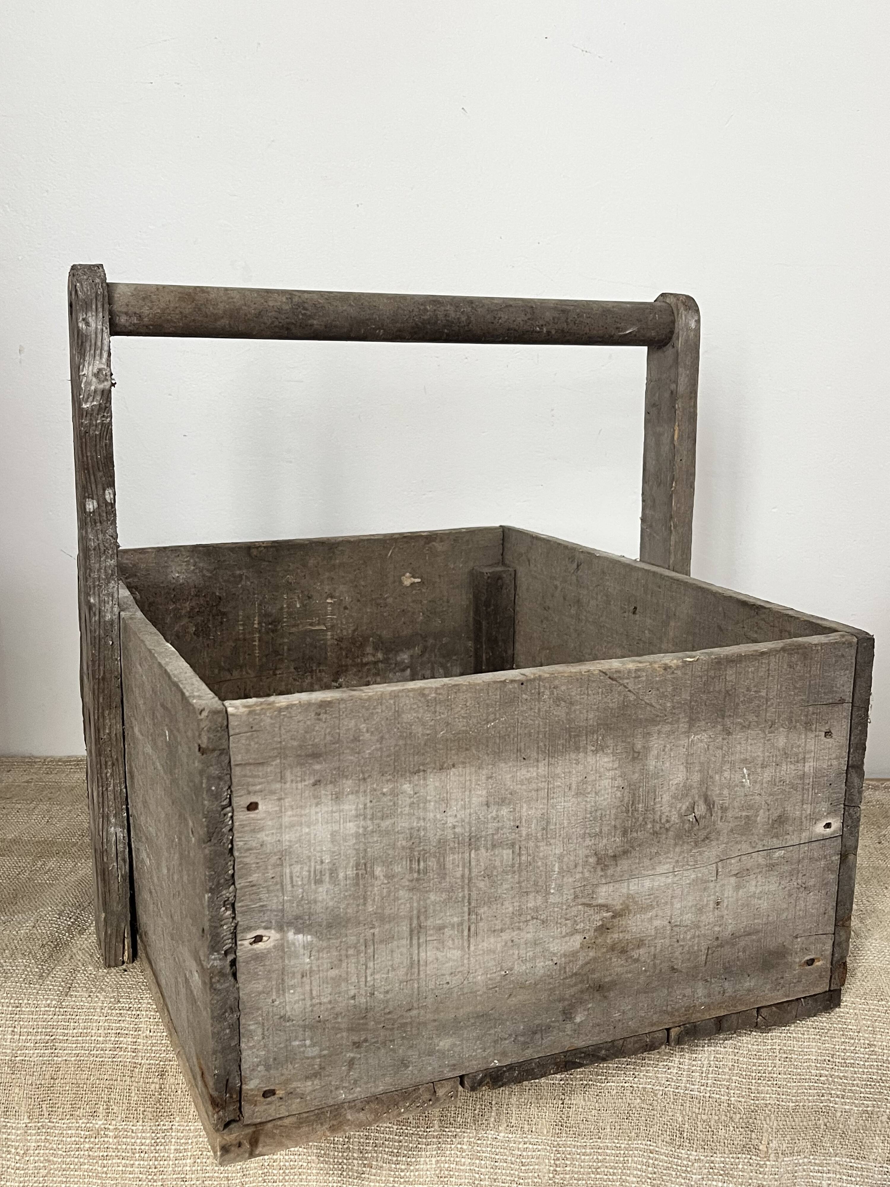 Wooden basket for the garden or workshop, folk art