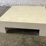 Large square inlay travertin coffee table