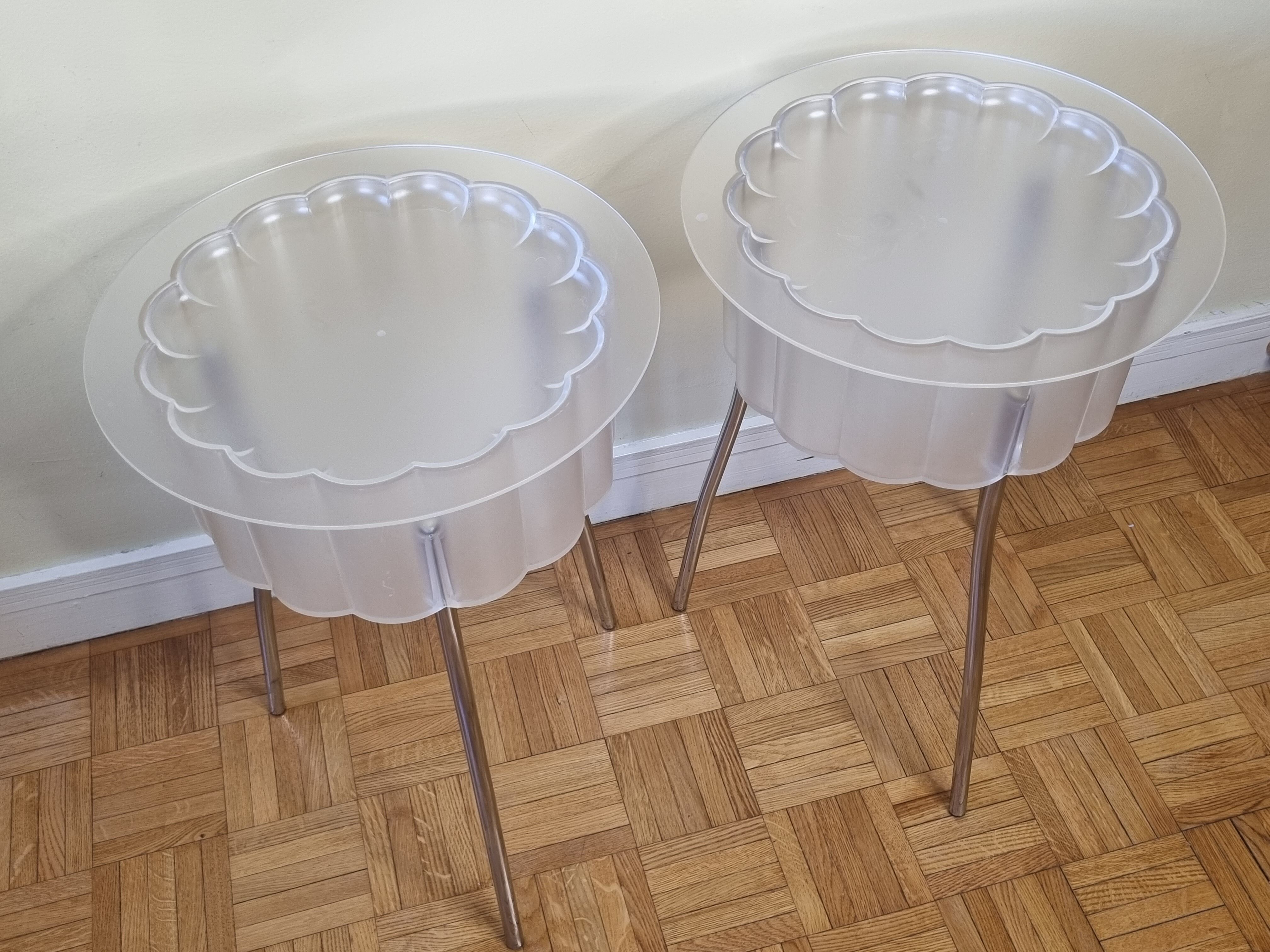 Pair of Hatten side tables with serving top, Swedish design Ehlén Johansson