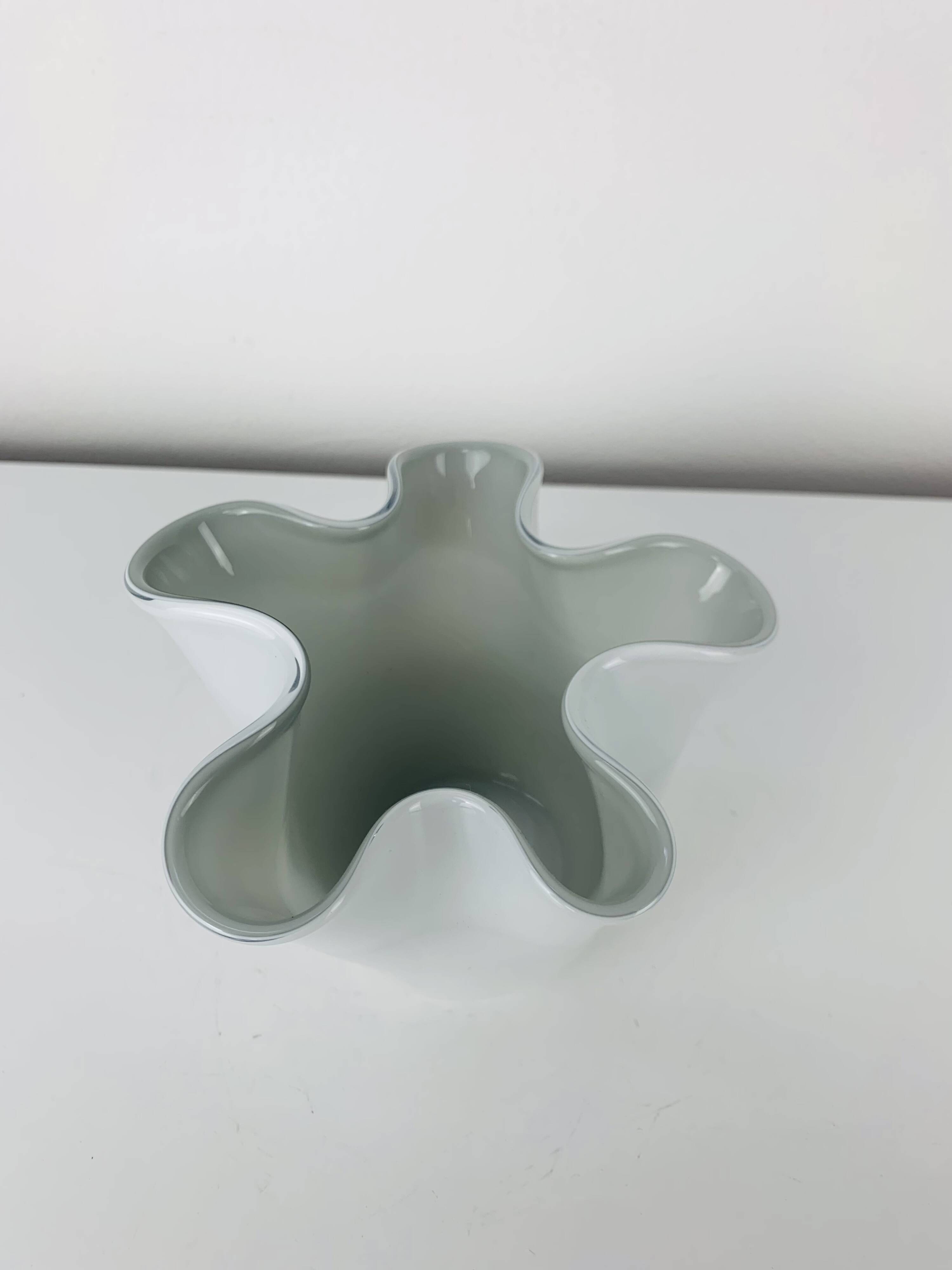 Vintage white glass handkerchief vase