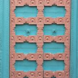 Old Indian door in old teak, piece and patina of origin