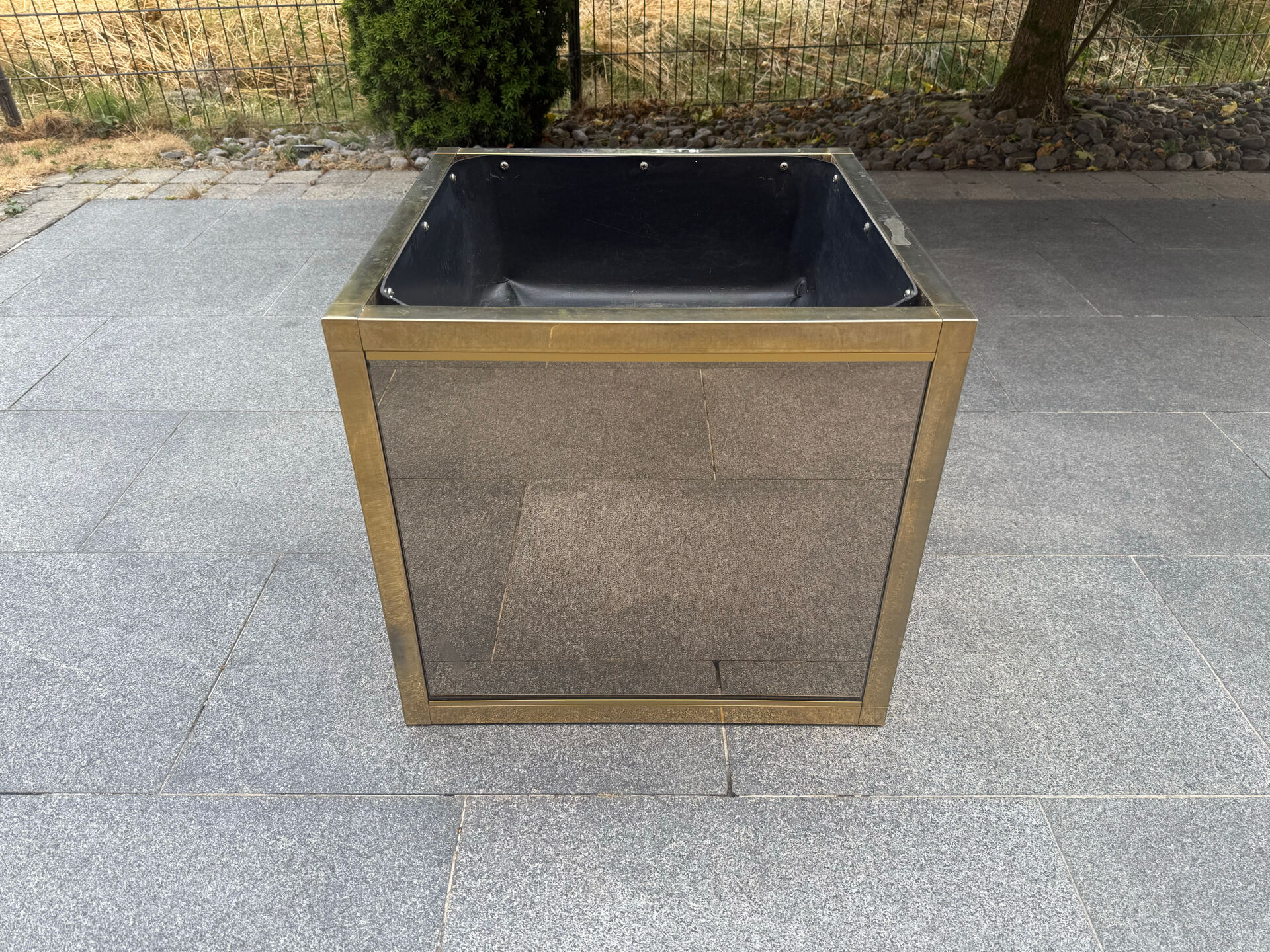 Jardinière métal dorée miroir Italie 1970