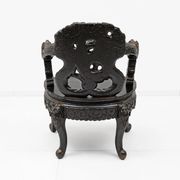 Pair of Chinese Qing Dynasty Carved Dragon Armchairs,Ebonized Hardwood,19th