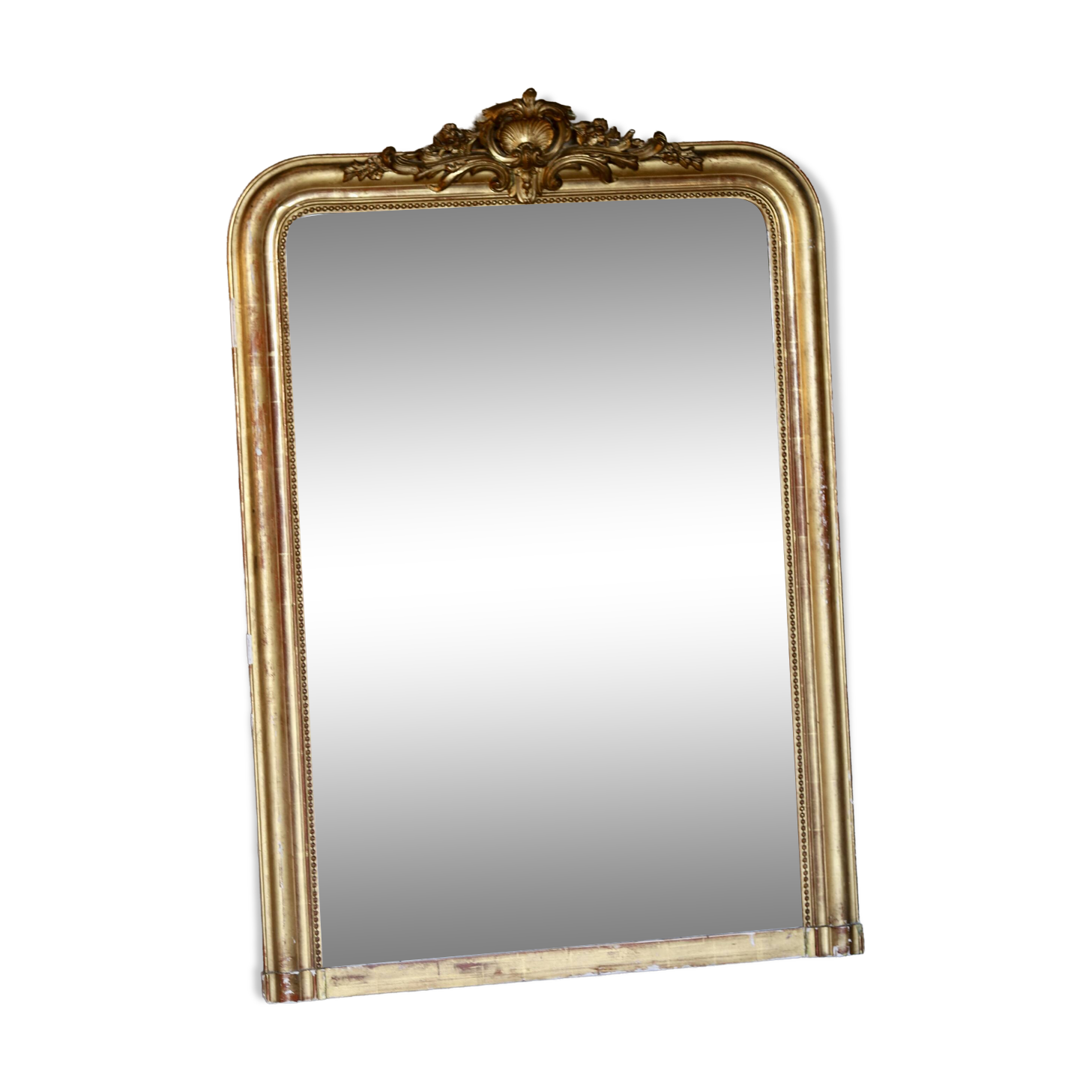 Large Louis XVI style mirror, wood and gilded stucco