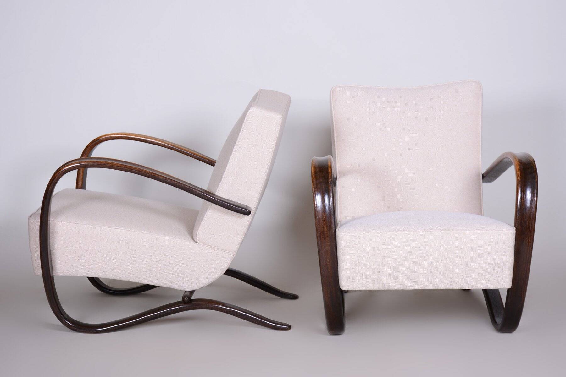 Fauteuils Art Déco H-269 par J. Halabala pour Up Závody, Tchécoslovaquie, années 1930, ensemble de 2