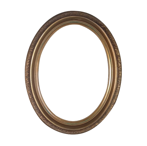 Ancien cadre oval bois stuc dor