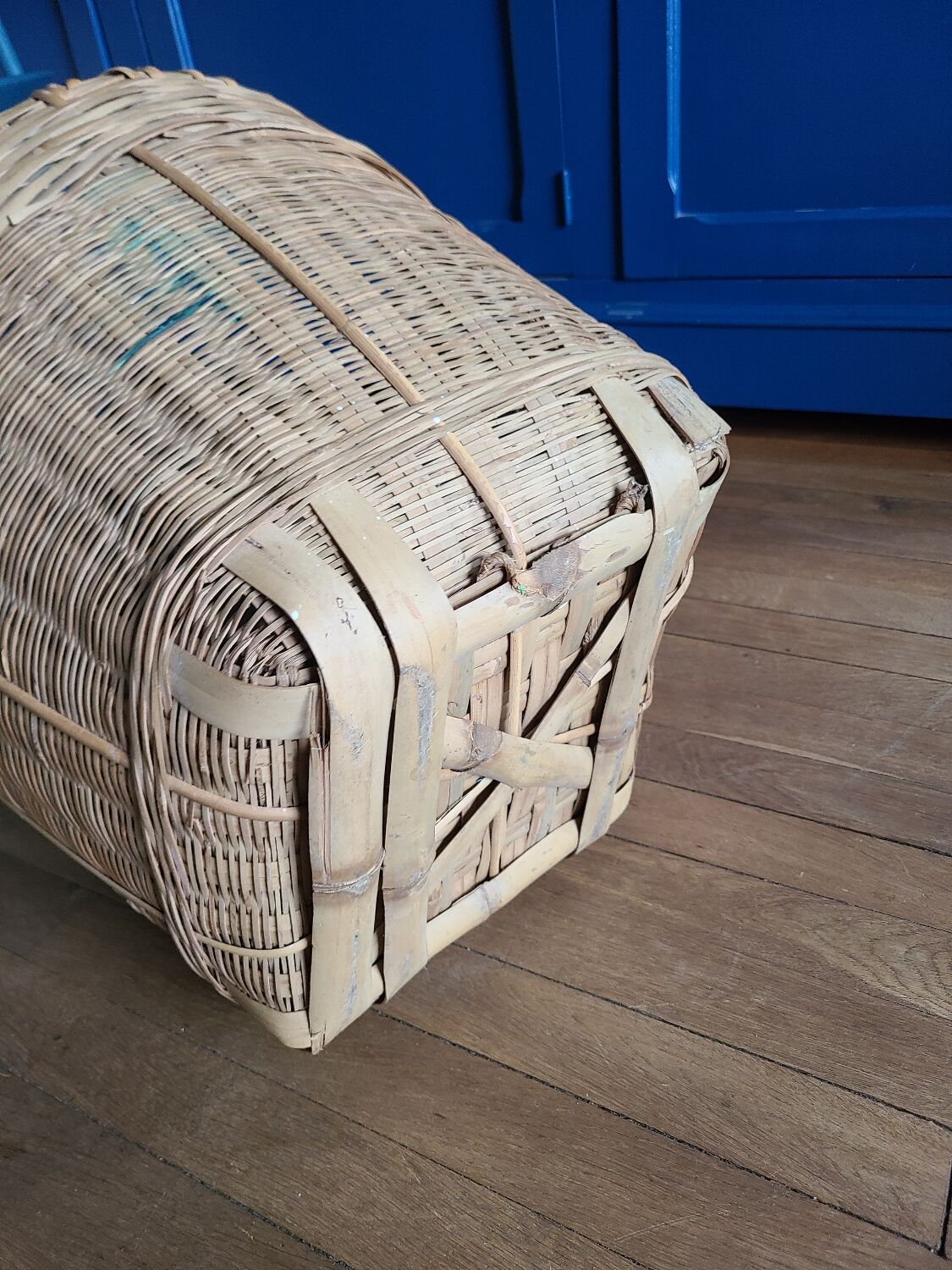 Basket, vintage woven wicker pot cover