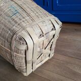 Basket, vintage woven wicker pot cover