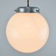 Small Mid-Century Italian Opaline & Metal Sphere Pendant Lamp