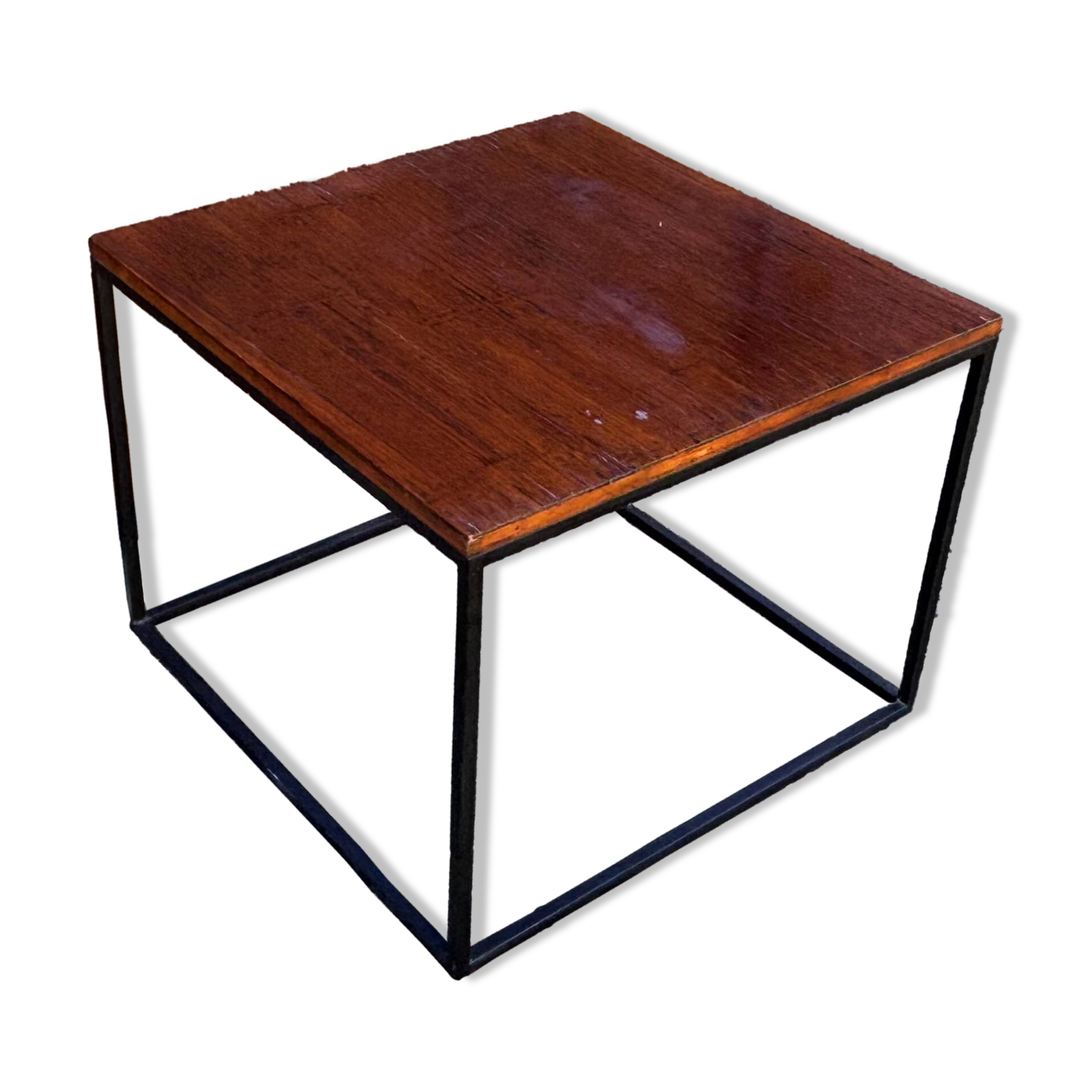 Table d'appoint minimaliste en bois & acier noir
