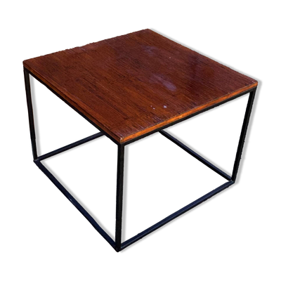 Table d'appoint minimaliste en bois & acier noir