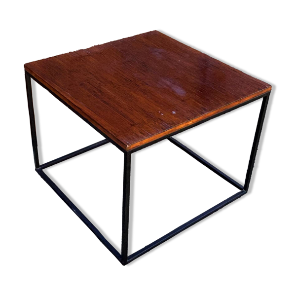 Table d'appoint minimaliste en bois & acier noir