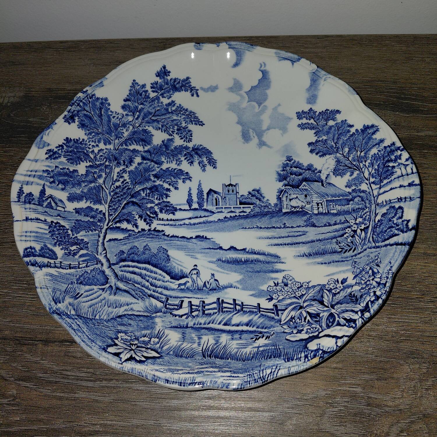 Lunéville porcelain - blue landscape plate