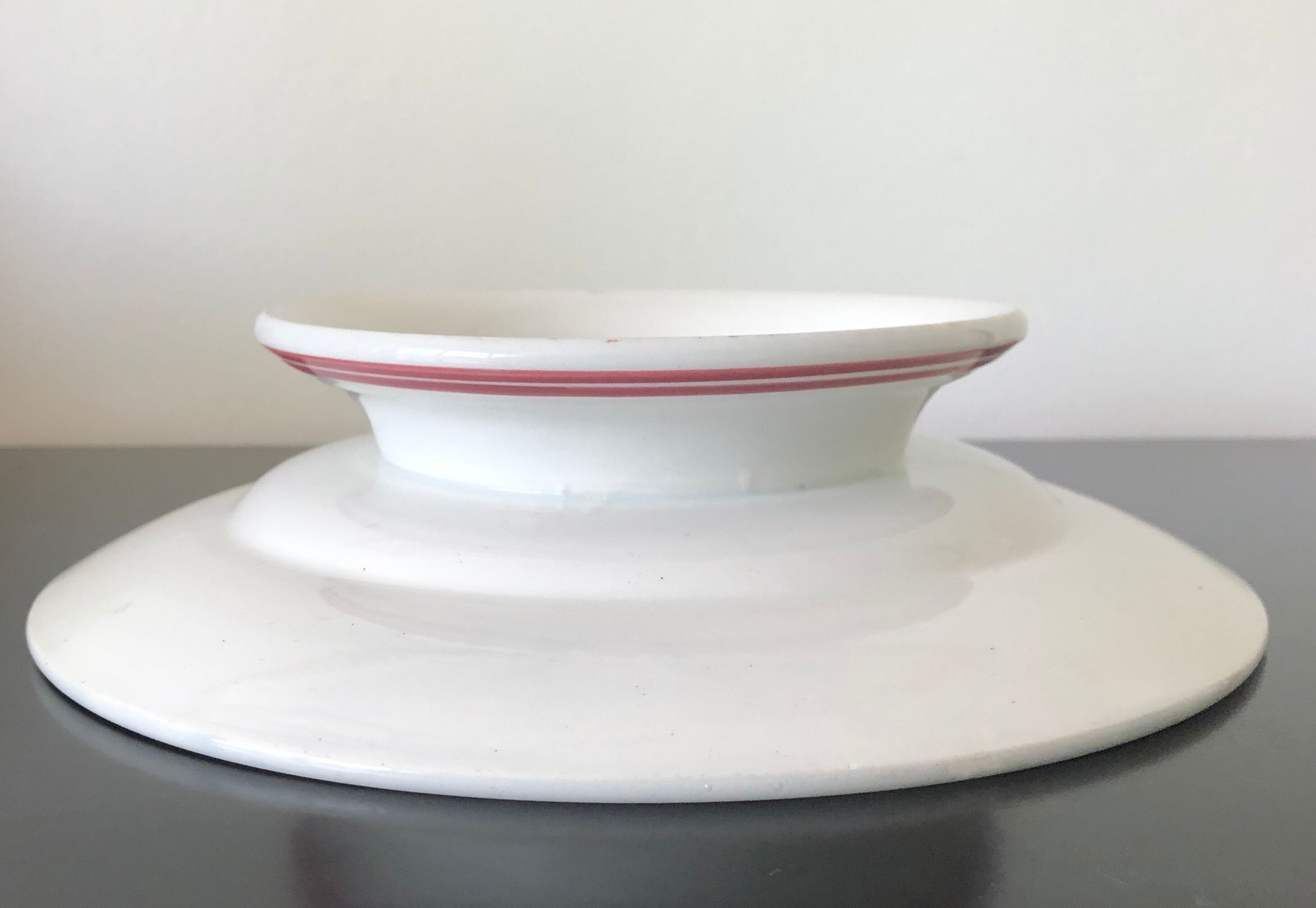 Compotier Basque porcelain red and blue