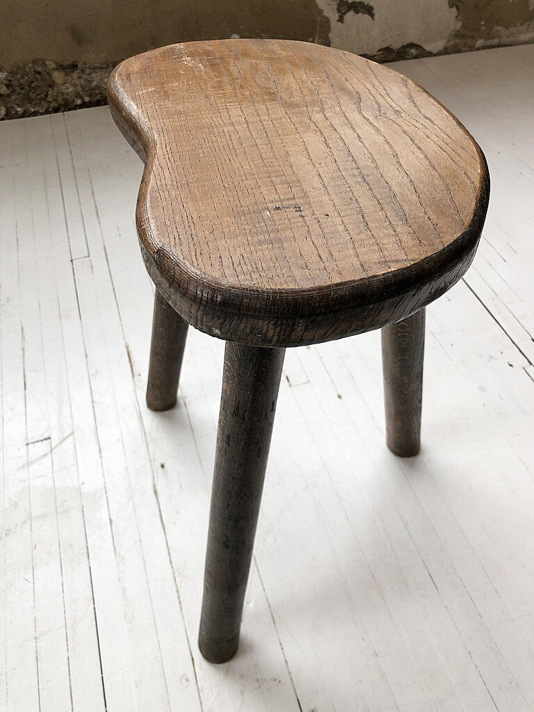Handcrafted oak bean-shaped stool