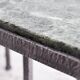 Green nesting coffee table with marble top and iron frame