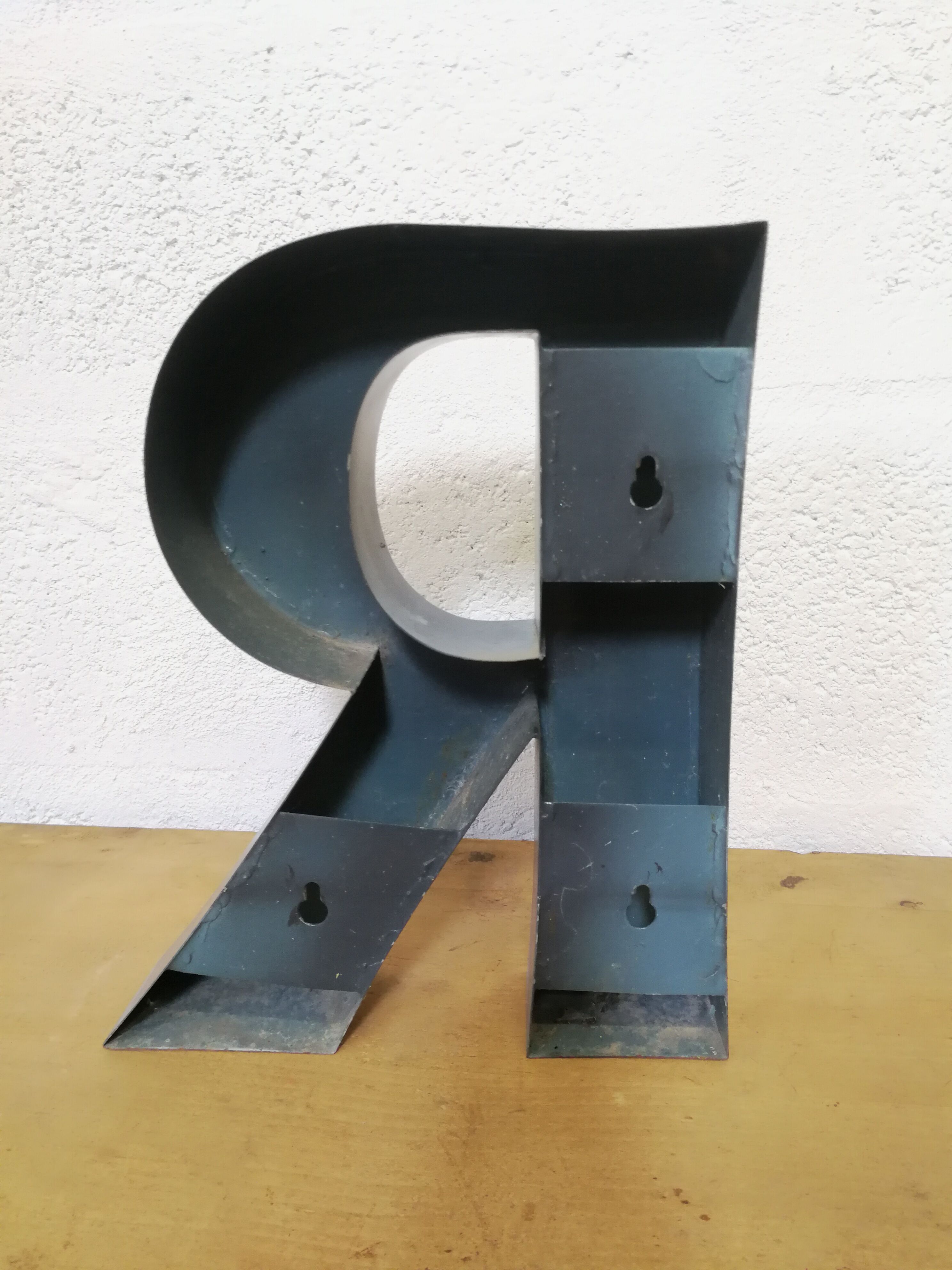 Letter R old embossed and zinc