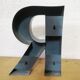 Letter R old embossed and zinc