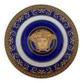 Assiette en porcelaine bleue Rosenthal Versace Méduse dans une boîte noire
