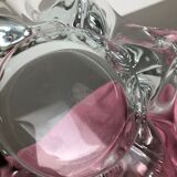 Large French Floral Crystal Glass Shell Bowl by Art Vannes, France, 1970s