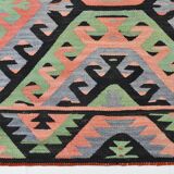Tapis Kilim Vintage Pastel Fait Main, Motifs Géométriques Turcs, 175x336 Cm