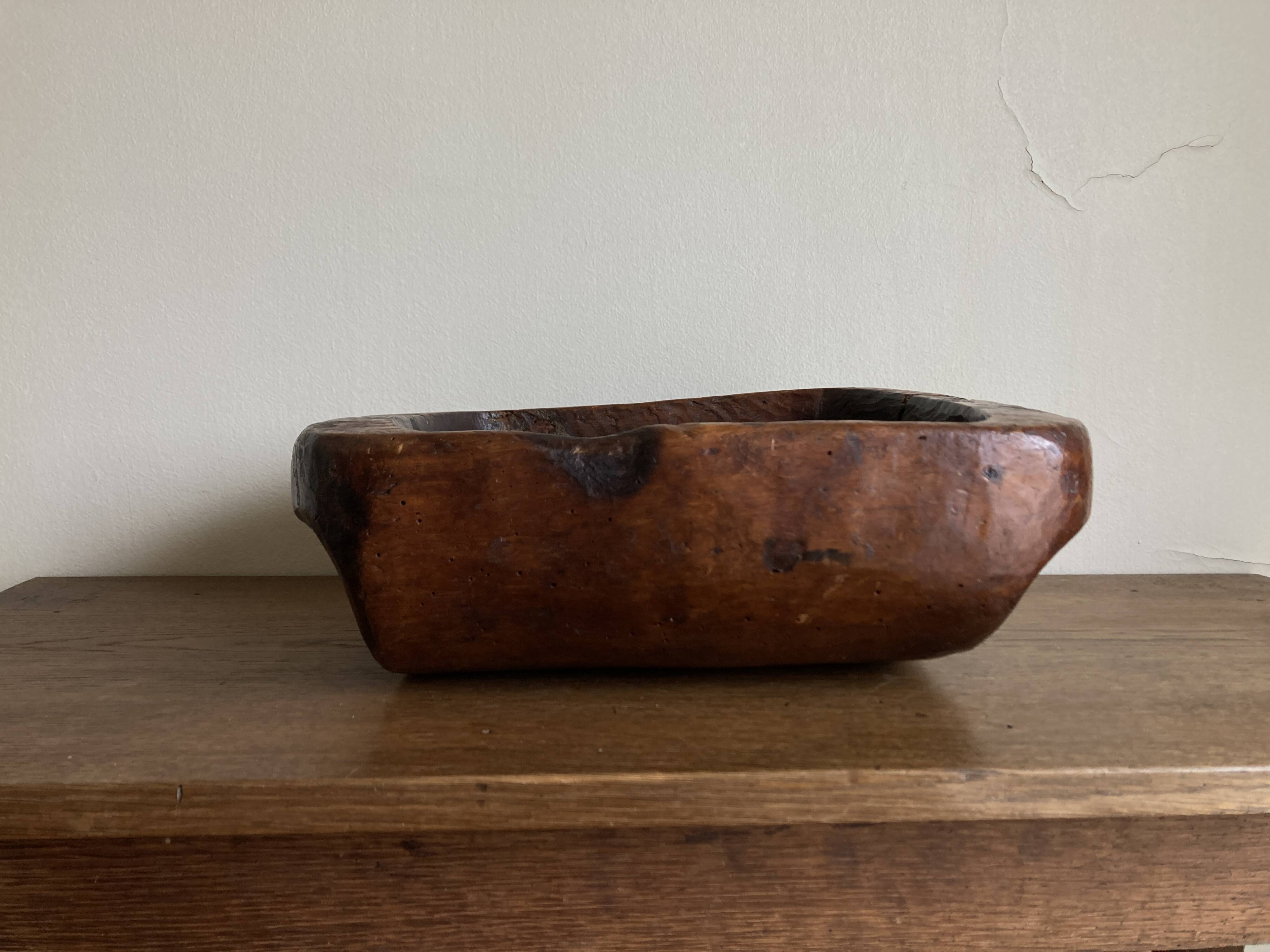 XXL monoxyl cup, mountain folk art with ears, 19th century