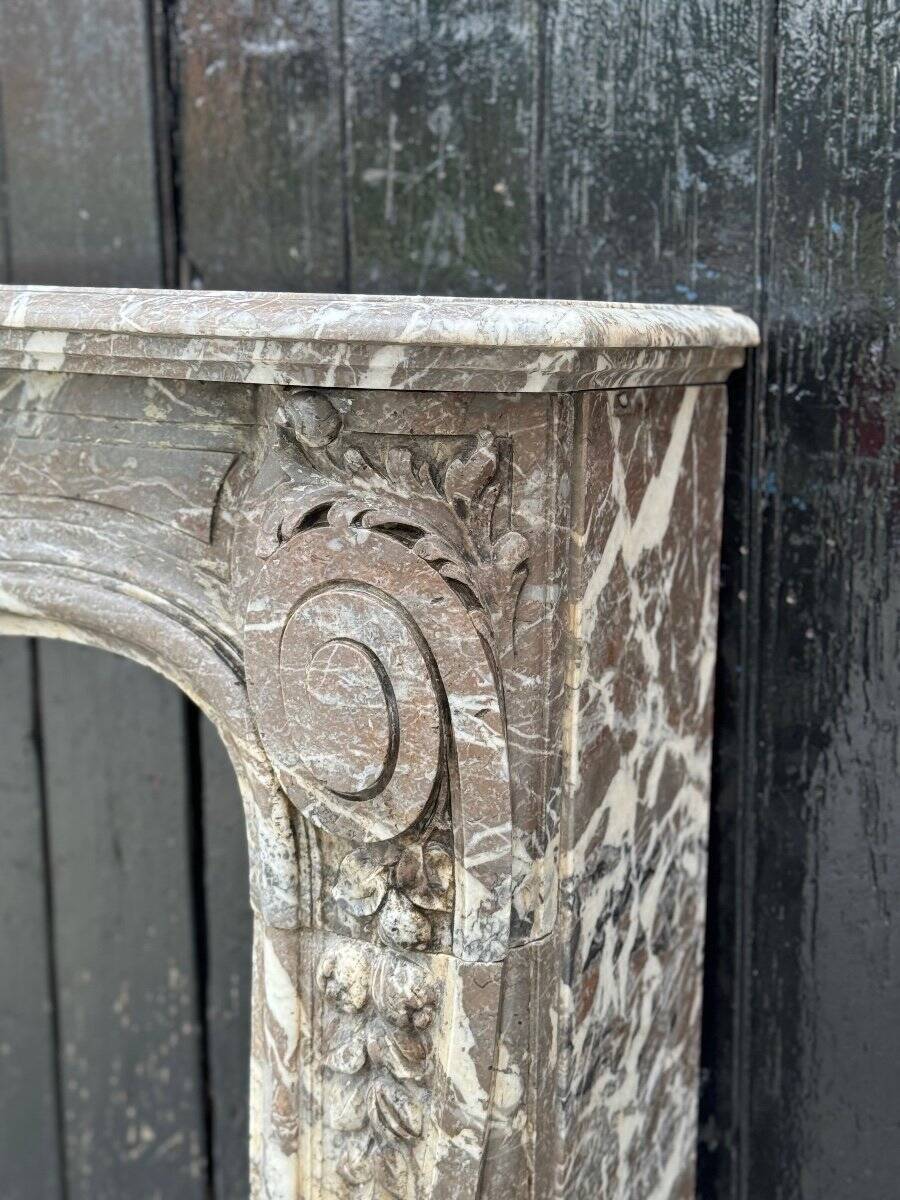 Very Elegant Louis XV Fireplace In Gray Ardennes Marble, 18th Century