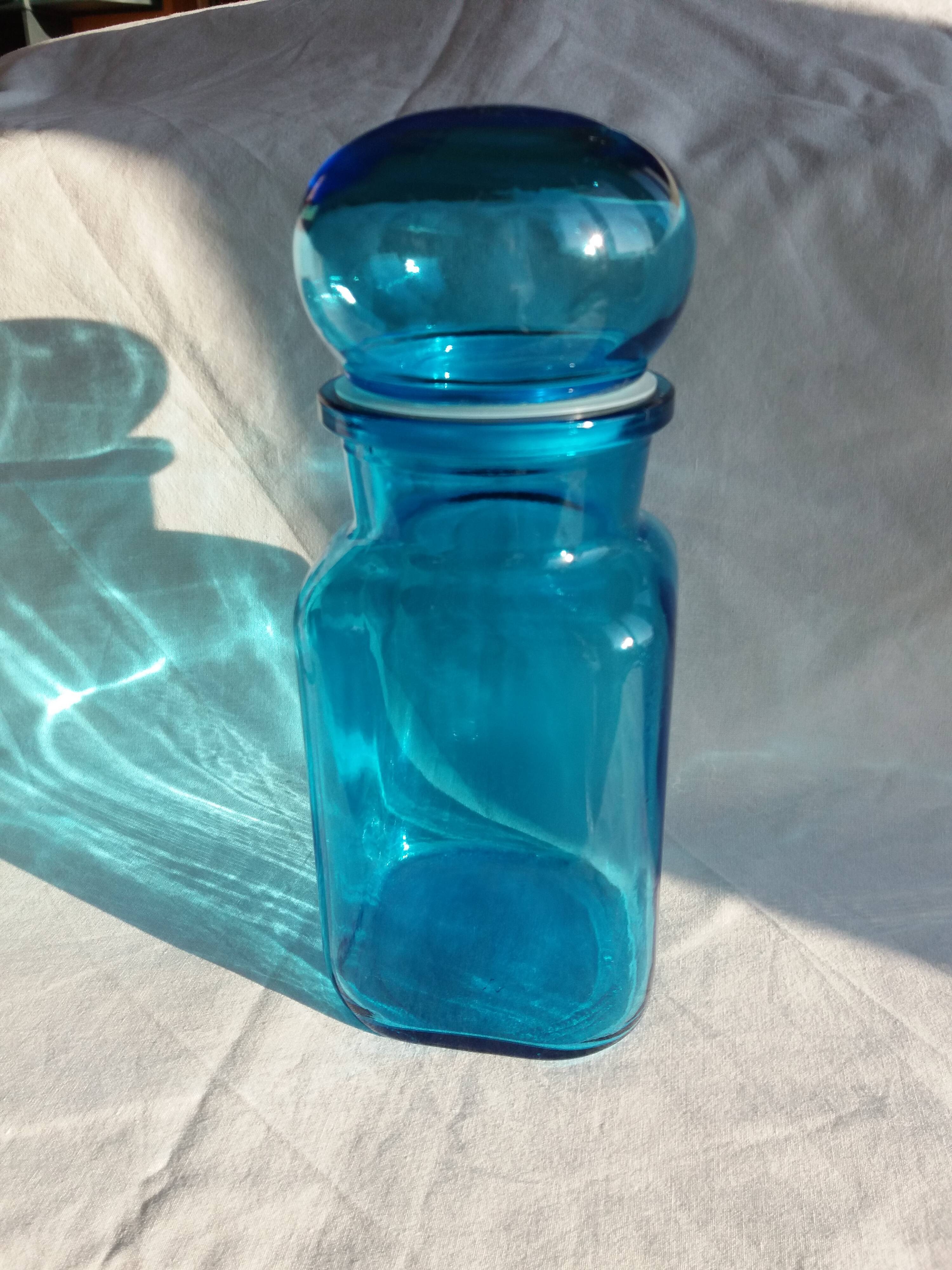 Apothecary bottle airtight blue glass jar