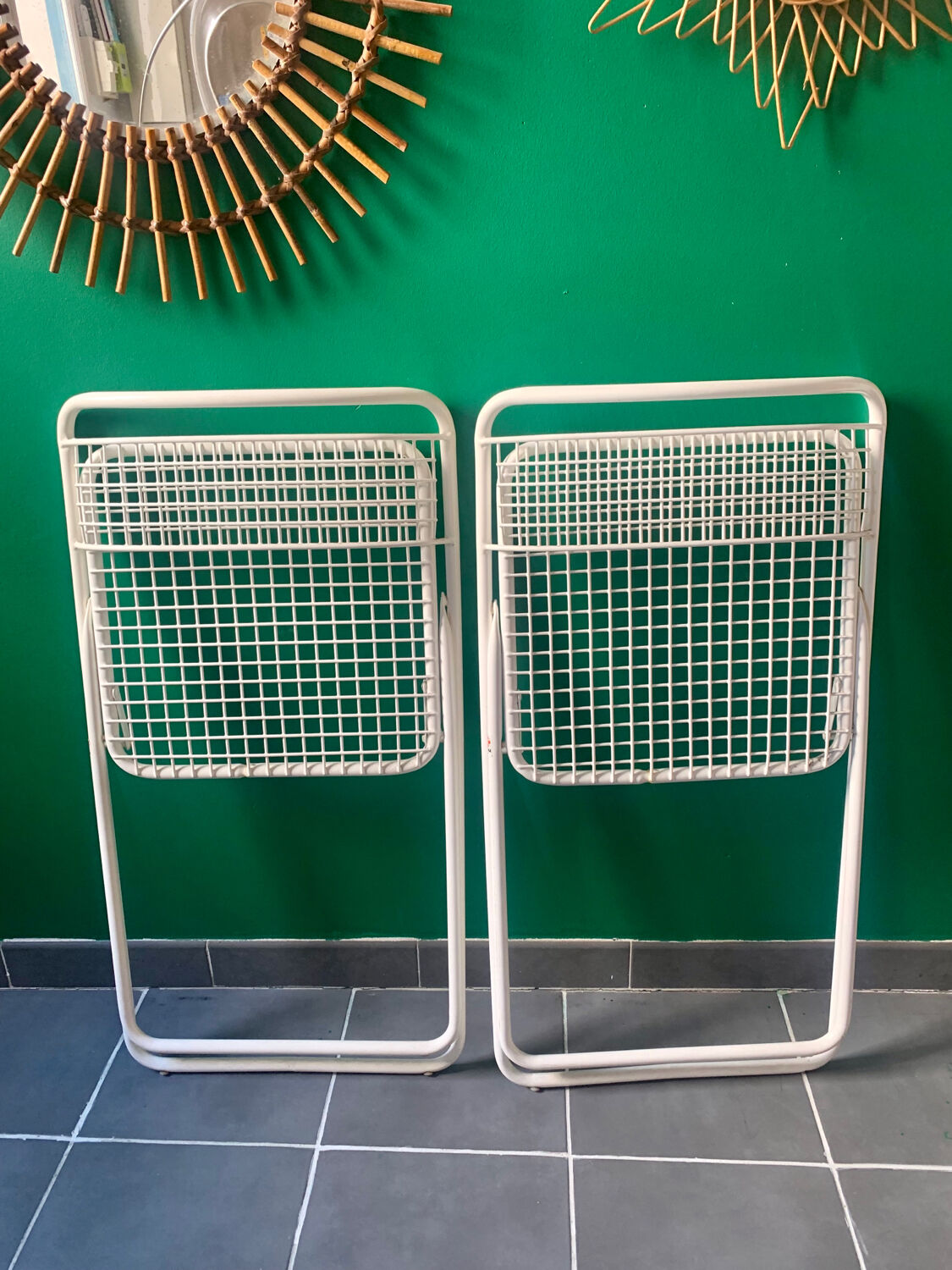 Series of 2 folding chairs signed Ému Italien