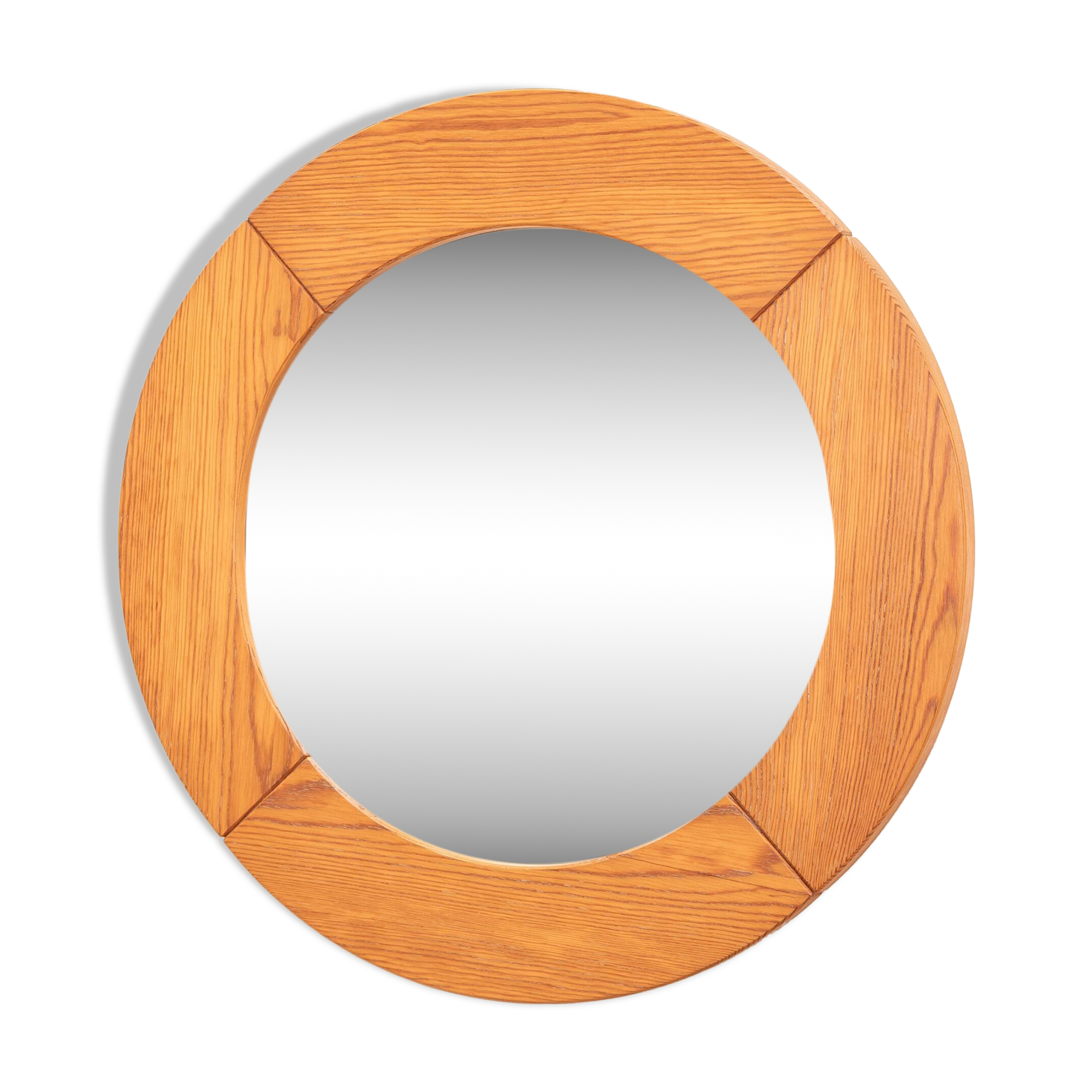Round pine mirror by Glasmaster Markaryd, Sweden, 1970's