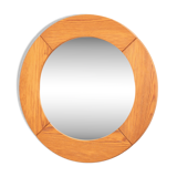 Round pine mirror by Glasmaster Markaryd, Sweden, 1970's