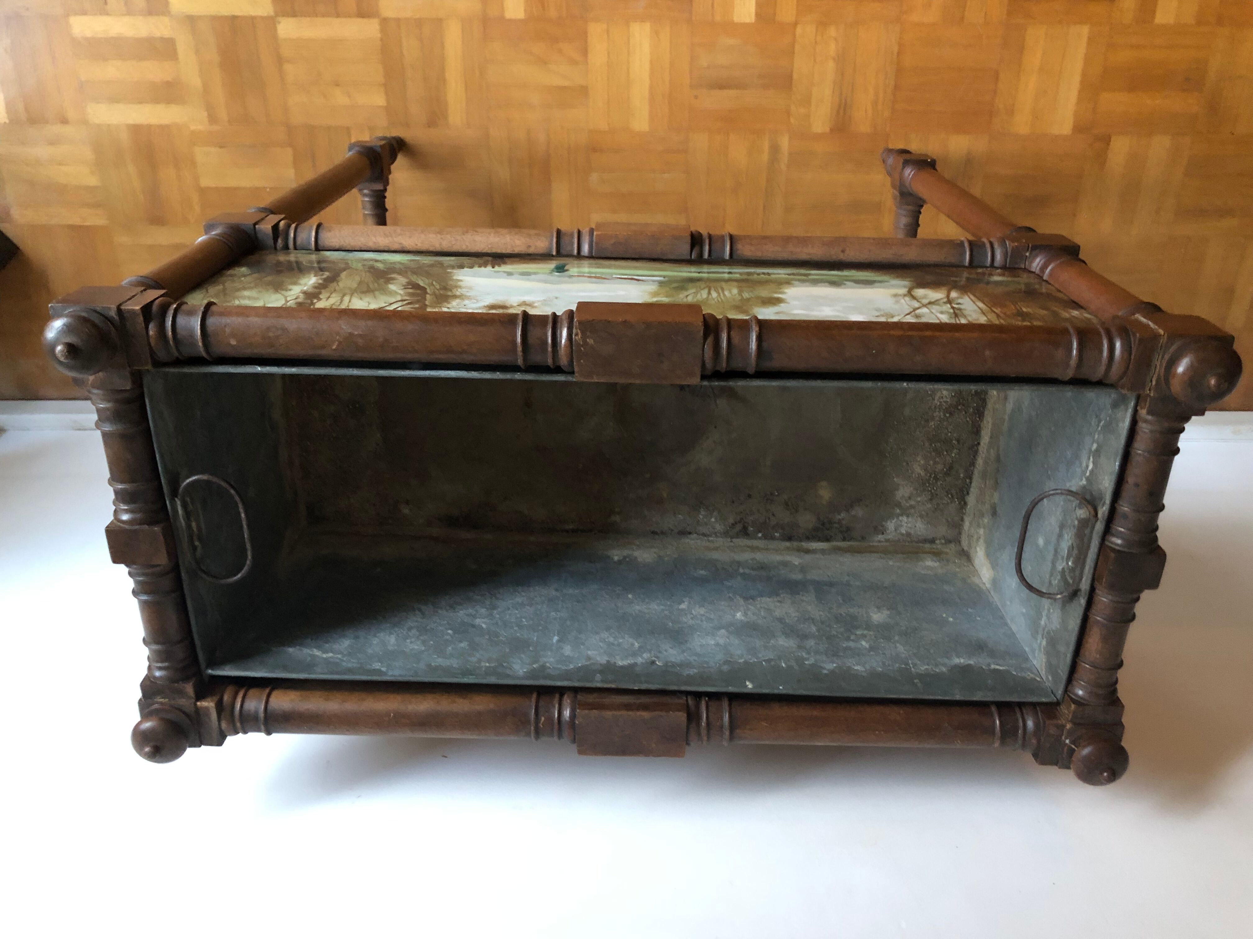 Old planter with painted earthenware