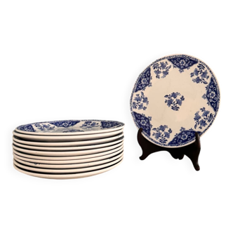Set of 11 Gien earthenware dessert plates