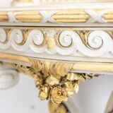 Louis XVI style gilded and lacquered wood console. Circa 1900.