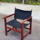 Fauteuil safari en bois massif acajou et tissu noir