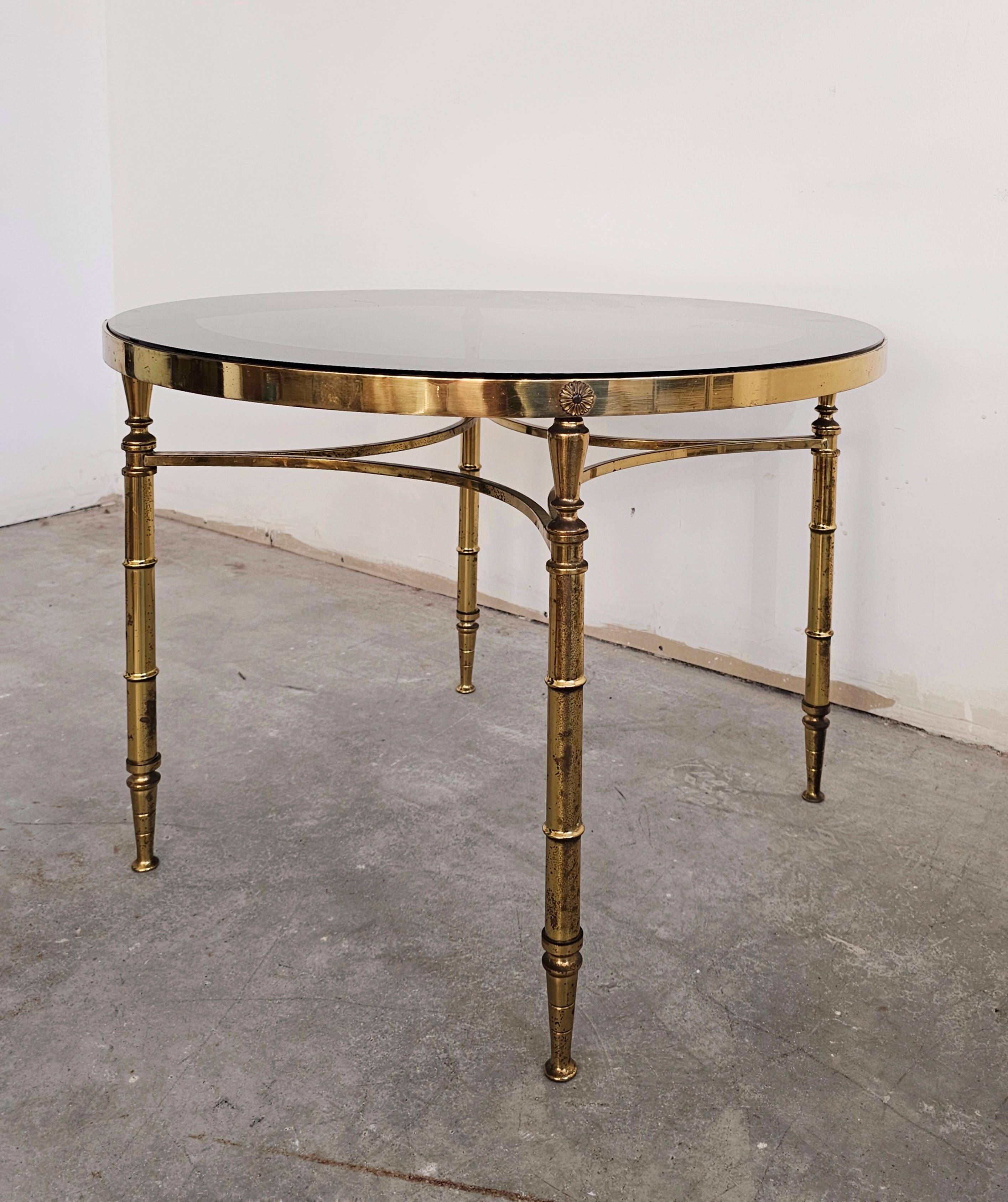 Circular bronze-gilded coffee tables Hollywood Regency Maison Charles