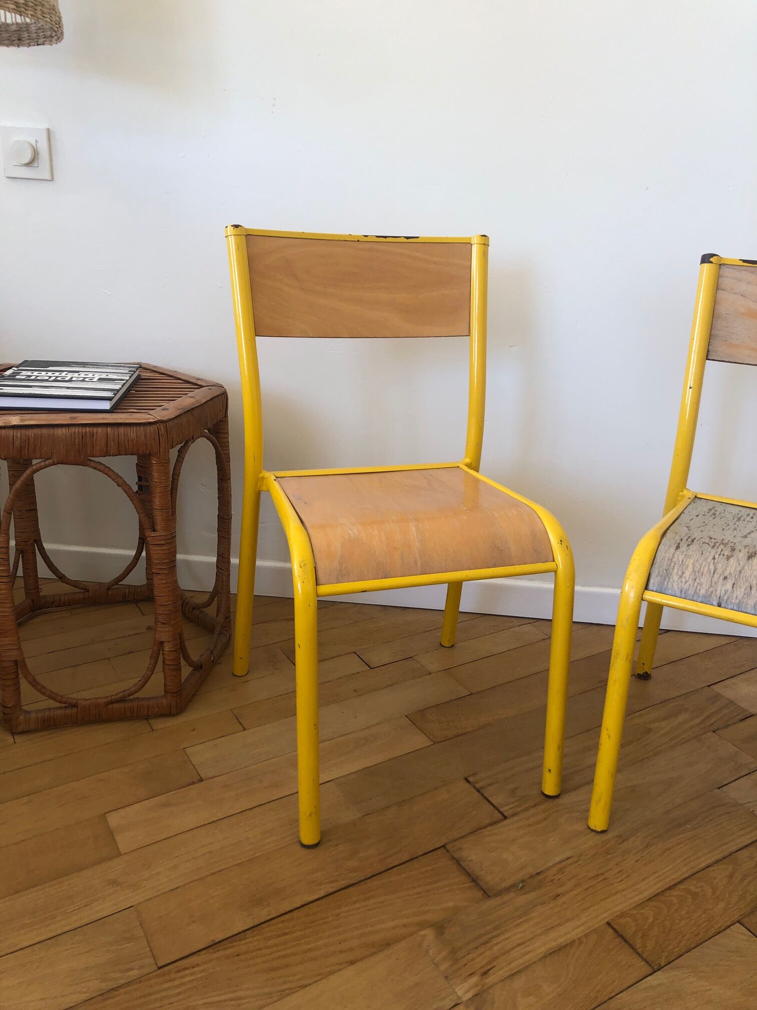 Set of 5 school vintage chairs